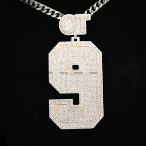 Colgante de Letra Personalizado con Diamantes de Imitación para Cadena Cubana, Plata de Ley 925, Colgante con Inicial o Número - Product Image 2