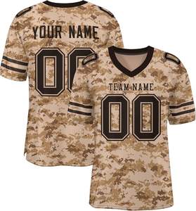 Maillots de football américain de qualité supérieure College Spirit personnalisés Camouflage Logo de l'école broderie Sublimation court respirant - Product Image 1