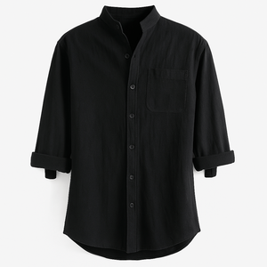 เสื้อผู้ชายแขนสี่ส่วนผ้าลินินเงินเก่า - Product Image 1