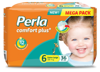 PERLA Unisexe XXL Pack Jumbo Couches jetables non tissées de haute qualité Surface sèche Super absorbantes Côtés extensibles anti-fuites