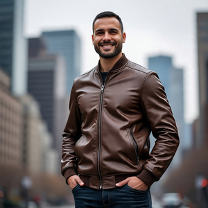 <b>Boys</b> Oversize Varsity <b>Leather</b> <b>Jackets</b> Men High Quality Winter Motorcycle <b>Leather</b> Coat Baggy Button Down <b>Leather</b> <b>Jacket</b> <b>Boys</b> - Product Image 5