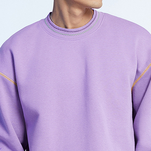 OEM ขายส่งที่กําหนดเอง Hoodie คอนทราสต์เย็บเสื้อสเวตเตอร์ขนแกะดอกไม้เย็บปักถักร้อยลูกเรือคอผู้ชาย Hoodies และเสื้อสเวตเตอร์ - Product Image 2