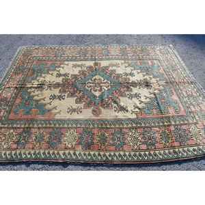 Alfombra de 7x9 pies, Alfombra Grande Vintage, Alfombra Azul Sólida - Product Image 3