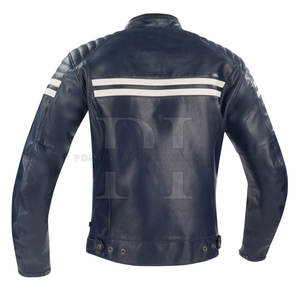 Veste en cuir de moto pour hommes de haute qualité sur mesure tissu respirant avec col montant et fermeture éclair pour l'hiver - Product Image 2