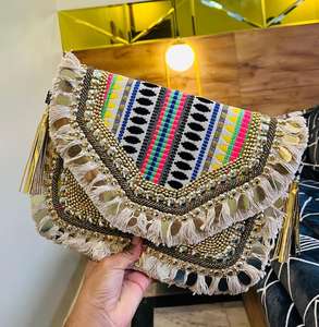 Embellished Banjara Boho Evening Clutch <b>Bag</b> Elegant Boho Style with Intricate Embellishments - Product Image 4