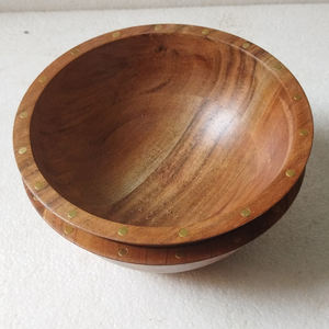 Tazón de Madera de Mango Sólida de 8, 10, 11, 12 y 14 Pulgadas, Hecho en India con la Mejor Calidad, Color Marrón Elegante, Venta al por Mayor - Product Image 5
