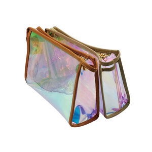 โลโก้ที่กำหนดเองโฮโลแกรมกระเป๋าเครื่องสำอางแบบพกพาถุงพีวีซีกันน้ำ OEM ขนาดกระเป๋าซิปเครื่องสำอางสำหรับผู้หญิง - Product Image 2