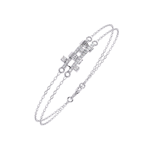 <b>Rose</b> <b>Gold</b> Plated Geometric Moissanite Chain <b>Bracelet</b> Minimalist Design Everyday Wear Unisex Jewelry - Product Image 4