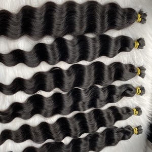 Venta al por mayor Natural Negro Deep Wave I-Tip Extensiones de cabello Todas las cutículas alineadas Cabello humano vietnamita - Product Image 3