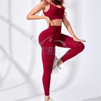 Conjunto de Yoga de 2 Piezas para Mujer, Leggings de Cintura Alta con Cordón Ajustable, Transpirables, Ecológicos, Tallas Grandes