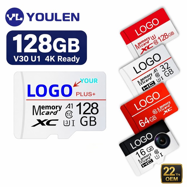 SD Memory Card 128GB High Speed Class 10 U1 V30 for Digital Camera Camcorder SDXC Compatible 22 Years OEM Factory