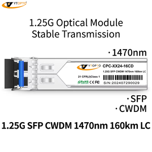 Module émetteur-récepteur optique à fibre CWDM SFP 1.25G 160 km 1470 nm-1610 nm en stock, vente chaude en usine, LC SMF FTTH, connexion sans fil <span class=keywords><strong>LAN</strong></span> - Product Image 2
