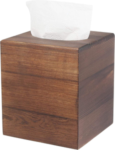 Tissue Box Cover <b>Pine</b> Wood Tissue Box Cover Square Decorative Tissue Box Holder for for Bathroom Bedroom Dinner <b>Table</b> - Product Image 5