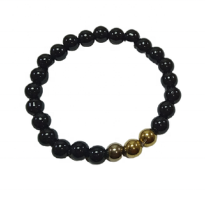 <b>Bracelet</b> Black Agate & Pyrite <b>Beads</b> Stone <b>Bracelet</b> Crystal Gemstone Fashion Jewelry <b>Men</b> and Women Gift Energy Meditation - Product Image 3