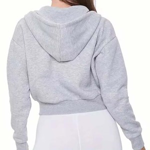 Best Quality Women <b>Cropped</b> Hoodies Long Sleeve Casual Wear Women <b>Zip</b> <b>Up</b> Hoodie Comfortable Hoodie For Daily Wear - Product Image 2