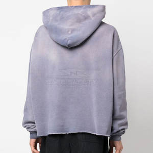 Meilleur sweat à capuche tendance pour homme, taille XL, en polaire, délavé à l'acide, effet usé, motif uni imprimé, faible MOQ, haute qualité - Product Image 4