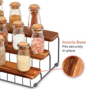 Organiseur à trois niveaux en bois d'acacia et en fil métallique de la collection Ria Safford, 12 po x 8,5 po x 5 po, support à épices à 3 niveaux - Product Image 5
