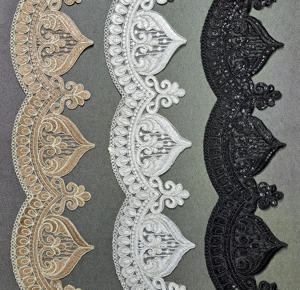 Soft Polyester/Cotton Metallic Net Sequence Embroidery Rhinestone Lace Smooth Touch Bridal Wear Lehenga Decoration Bulk Export - Product Image 2