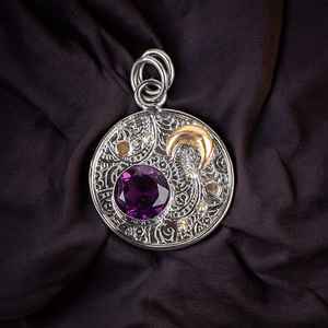 Pendentif en argent sterling 925 fait à la main avec pierre précieuse améthyste, pierre de naissance de février, cadeau de bijoux pour elle, femme - Product Image 3
