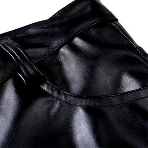 Calzoncillos bóxer de cuero negro para hombre, medio pantalón con bolsillos, pantalones cortos deportivos Cargo de Hip Hop, pantalones para discoteca - Product Image 4