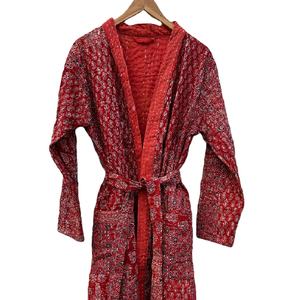 Women's Cotton Blazers Hand <b>Stitched</b> Kantha Quilted Jackets with Ajrakh Print Wholesale Short Long Sizes for Autumn Winter - Product Image 1
