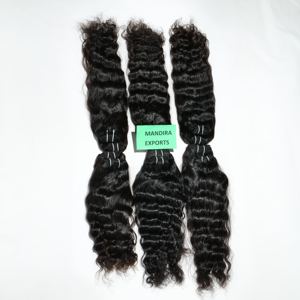 Vente en gros 100% vierge Remy cuticule aligné noir ondulé faisceaux temple indien extensions de cheveux humains brut non traité Curl Style - Product Image 6