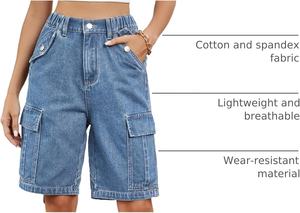 Pantalones Cortos Largos de Mezclilla Sólida, Nuevo Estilo, Logotipo Personalizado, Transpirables y de Alta Calidad, Talla Grande para Hombre, 100% Algodón con Personalización - Product Image 3