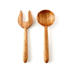 Ensemble de 2 couverts à salade en bois d'acacia faits à la main Ustensiles de cuisine uniques - Product Image 5