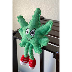 PAW:20 Lil' MJ, le jouet pour chat en forme de feuille de cannabis, mignon, en peluche, parodie de feuille de cannabis, avec herbe à chat et fonction de décoration d'étagère - Product Image 3