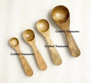 Rustic Natural Wooden Mini Spoon Sets of 4 for Coffee Spices Condiments Wooden Scoops Mini Measuring Spoons <b>Kitchen</b> Tools - Product Image 1