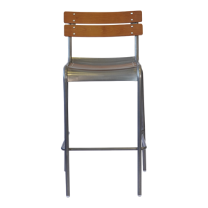 Chaises industrielles à dossier bas en bois avec structure en métal galvanisé - Product Image 1