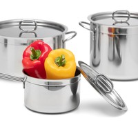 Casserole classique en acier inoxydable AISI 430 de 18 cm, poli miroir, écologique, compatible induction, passe au four, lavage à la main uniquement
