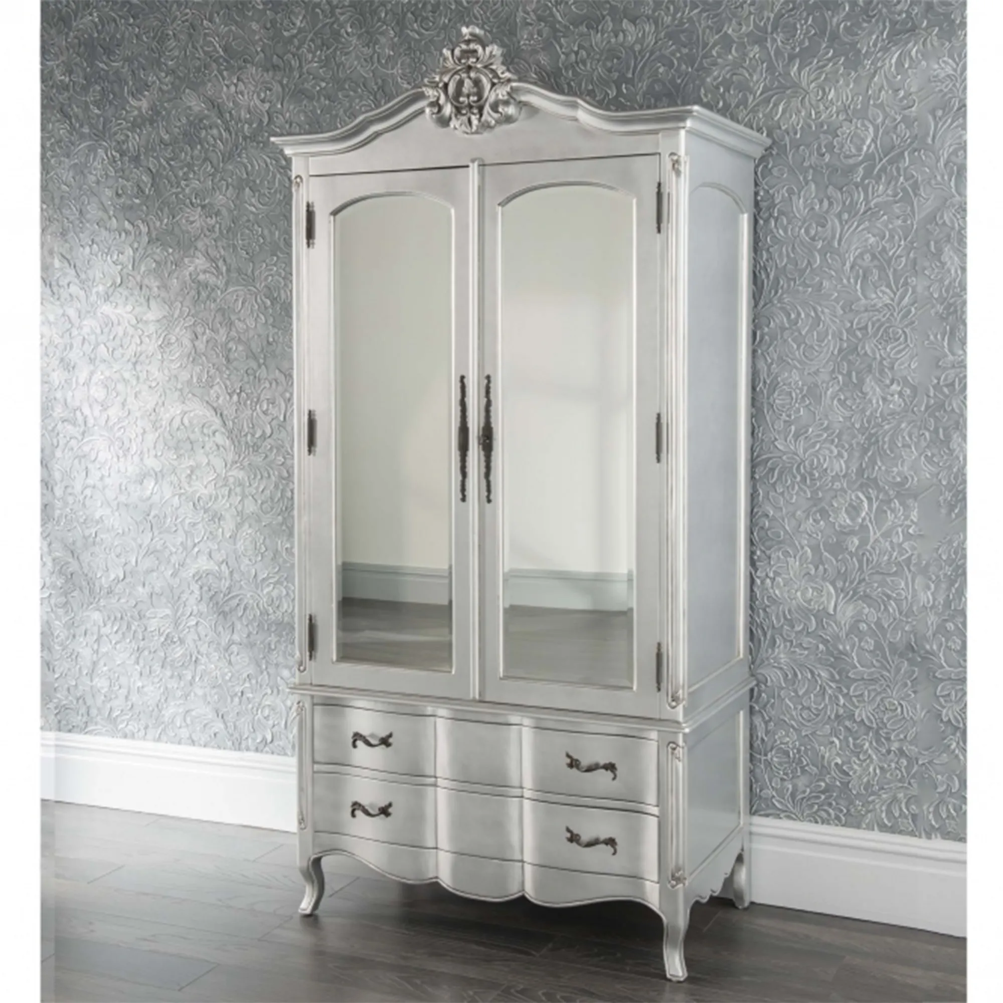 Offre Spéciale armoire de luxe classique français, armoires en bois, miroir avec 2 portes, meubles de chambre à coucher