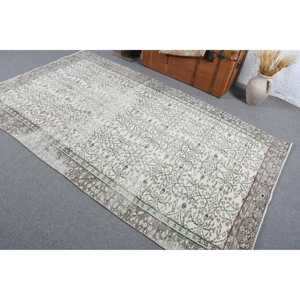 Alfombra Turca, Alfombra Vintage de 5.1x4.8 pies, Alfombra de Lana Gris - Product Image 4