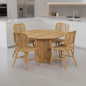Mesa de comedor de diseño moderno minimalista hecha en Indonesia, patas de metal con tapa de mármol, muebles de comedor personalizados para uso en apartamentos - Product Image 1