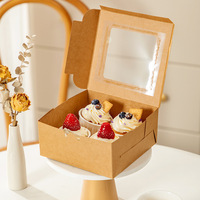 Petite mini boîte à gâteau de luxe avec logo personnalisé Papier kraft personnalisé avec insertion dans une fenêtre transparente Emballage de cupcake en relief