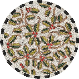 Produit le plus vendu napperon rouge rond blanc à perles florales maison essentiel Table à manger tapis décoratif ustensiles de cuisine tapis de produit - Product Image 1