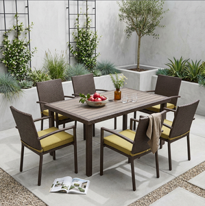 Mesa de Comedor de Mimbre para Exteriores, Diseño <span class=keywords><strong>Rectangular</strong></span>, Resistente a la Intemperie, para Jardín y Patio Trasero - Product Image 3
