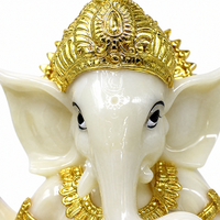 Statue de Ganesha en résine, figurine du dieu éléphant en imitation jade peinte or, décoration d'autel à domicile, cadeau religieux