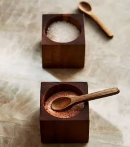 Juego de Azucareros de madera de Color marrón oscuro de alta calidad con cuchara Juego de tazones de sal y pimienta de madera más vendido hecho a mano - Product Image 1