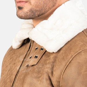 Breathable Lightweight <b>Men</b> Winter <b>Jacket</b> Casual <b>Shearling</b> Cow Skin Leather Front Logo High Quality - Product Image 5