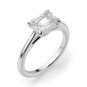 Bague de fiançailles solitaire taille émeraude est à ouest en argent sterling et or Style classique cadeau d'anniversaire et bague de mariée - Product Image 1