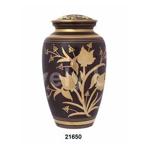 Metal grabado oro flor negro Acero latón cremación entierro urnas para cenizas humanas bolsa de terciopelo gratis - Product Image 1