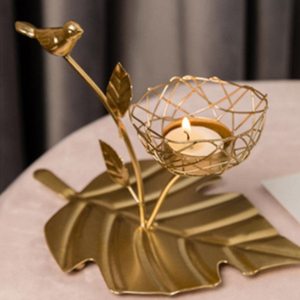 Bougeoir en métal antique décoratif Bougeoir en fer vintage pour table à manger de salon - Product Image 1