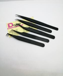 Pince à cils professionnelle couleur noire mate avec embouts plasma Volume incurvé 45 degrés pointe de fibre pince à épiler d'extension de cils - Product Image 5