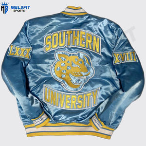 Vêtements de mode 2025 Vestes universitaires en satin personnalisées Col montant Logo frontal Respirant Coupe-vent Vêtements d'hiver pour hommes - Product Image 4