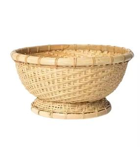 Bol en rotin de créateur de qualité supérieure Rangement tissé à la main élégant pour fruits Snacks Noix Essentiels de cuisine Utilisation décorative de l'Inde - Product Image 5