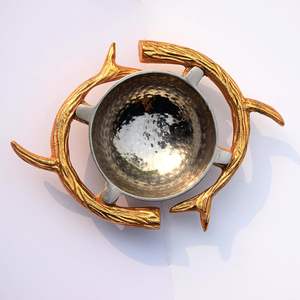 อุปกรณ์ทานอาหารค่ำทำจากทองเหลืองแบบโบราณของตกแต่งโต๊ะชามเสิร์ฟผลไม้ทำจากทองเหลืองชุบทองออกแบบได้ตามที่ต้องการ - Product Image 2