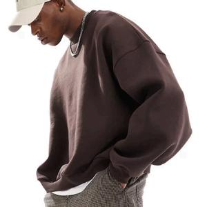 Sudaderas básicas de gran tamaño con logotipo personalizado extremo OEM Crop Boxy Fit Basics Sudadera de algodón de color sólido con cuello redondo para hombre de alta calidad - Product Image 2