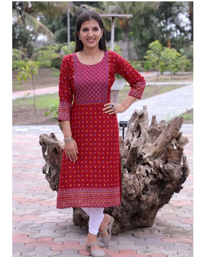OEM Kurti Sản Xuất Thời Trang Jaipuri Cotton Thẳng Kurti Cho Phụ Nữ Nhà Sản Xuất Từ Ấn Độ Kurtis